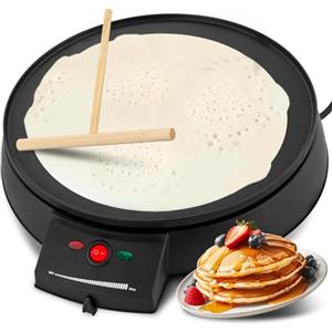 Avilia Crepiera Elettrica 900W: Superficie Antiaderente 29cm e Design Elegante in Acciaio Inox Nero - Facile da Pulire, Ideale per Crepes Dolci e Salate