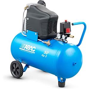 ABAC Compressore d'Aria PRO MONTECARLO L20, Compressore Aria 50 Litri, Doppio Manometro, Pressione Massima 10 Bar, Lubrificato ad olio, Ruote per Trasporto, Potenza 2 CV