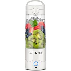 nutribullet portable blender, frullatore portatile, 475ml BPA free, mini frullatore, frullatore multifunzione, caricatore USB-C, oltre 15 cicli frullatura, bianco, NBP003W