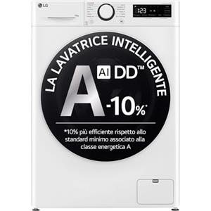 LG F4R5010TSWW Lavatrice 10kg AI DD, Classe A-10%, 1400 Giri, TurboWash, Vapore