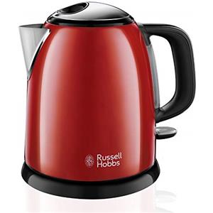 Russell Hobbs Bollitore Elettrico Piccolo - 1,0 L, 2400W - Acciaio Inox Color Rosso; Funzione di Ebollizione Rapida, Filtro Anticalcare Rimovibile, Indicatore Livello Dell'Acqua, 24992-70