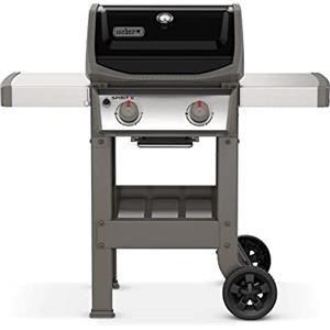 Weber Spirit II E-210 GBS Barbecue a Gas, 2 Bruciatori, Griglia di Cottura 51 x 46 cm, Termometro sul Coperchio, Ripiano Laterale Sinistro Laterali Ripiegabile, 4 Ruote, Nero/Grigio