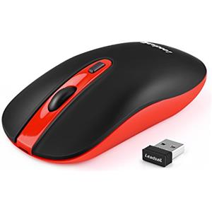 LeadsaiL Mouse Wireless Ricaricabile，Ergonomico Mouse Senza Fili, 2400 DPI Silenzioso Mouse, Portatile Mouse Ottico, 2.4G Mouse USB con Ricevitore Compatibile con PC, Mac, Laptop, Computer - Rosso