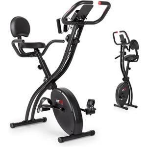 FITFIU Fitness BEST-320 - Cyclette pieghevole con schienale e corde elastiche, modalità vogatore, disco d'inerzia da 8kg, cardiofrequenzimetro, 8 livelli di resistenza, peso massimo 120kg