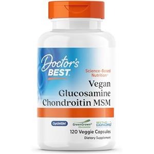 Doctor's Best, Vegan Glucosamine Chondroitin MSM, Altamente Dosato, 120 Capsule vegane, Testato in Laboratorio, Senza Glutine, Vegetariano, Senza Soia, Non OGM