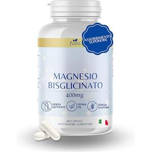 fueis Magnesio Bisglicinato Capsule 400mg - 180 CPS Magnesio Glicinato ad Alto Assorbimento Integratore Stanchezza Fisica e Mentale