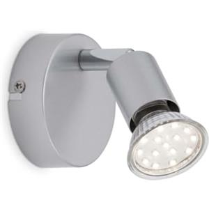 Briloner Leuchten 2906 - 014 A +LED - lampada da parete/faretto - Lampada da soffitto faretto, Spot, 1 x GU10, 250 lumen, Faretto girevole e orientabile, in metallo, 3 W, colore titanio, 8 x 8 x 8 cm