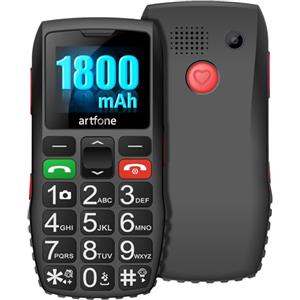 artfone C1Telefono Cellulare per Anziani con Tasti Grandi, GSM Senior Telefoni per Persone Anziane, Funzione SOS, Volume Alto, 1800mAh, Dual SIM, Fotocamera, Torcia Elettrica,Nero