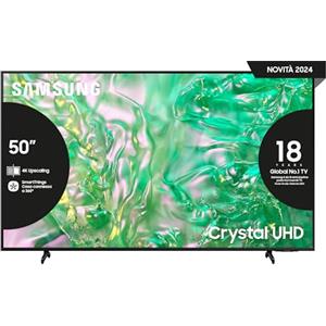 Samsung Smart TV 50 UE50DU8070UXZT, Crystal UHD 4K, 4K Upscaling, Airslim Design, DVBT-2, Q-Symphony & Adaptive Sound, Integrato con Bixby, comp con Alexa e Google Assistant, Black 2024