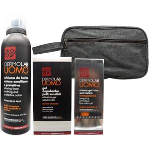 BIOETYC UOMO Kit : Schiuma Da Barba - Gel Dopobarba - Crema Gel Anti-Fatica + Pochette