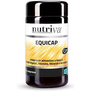 NUTRIVA Equicap, Integratore Alimentare per Unghie e Capelli, con Bamboo, Zinco, Ferro, Vitamina C e Vitamine B, per Capelli Forti ed Elastici, Unghie Sane, 30 Compresse, Adatto a Vegetariani