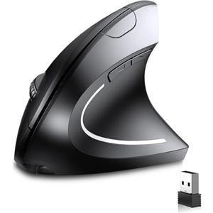 IDOR STORE Mouse Verticale Ergonomico Wireless 2.4GHz con ricevitore USB, 3 regolabili 800/1200/1600 DPI Silenzioso Senza Fili 6 Pulsanti per PC MAC Computer Portatile Protegge Il Braccio Mouse Ricaricabile