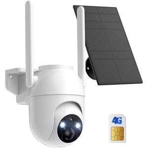 PEEIPM 4G LTE Telecamere Esterno Solare con Sim: Telecamere Batteria Senza Fili 360° PTZ Videocamera Sorveglianza Esterno Visione Notturna Colori 2 Vie Audio IP65