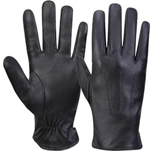 MGGMOKAY MGGM collection Guanti invernali da uomo in pelle Guanti da equitazione in morbida pelle di pecora foderati in cashmere caldo,nero,M