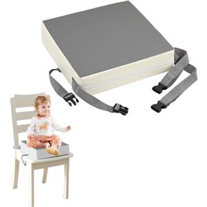 Bocguy 10 cm di altezza della seduta per bambini, con 2 fibbie di sicurezza, rialzo portatile antiscivolo - grigio scuro + bianco