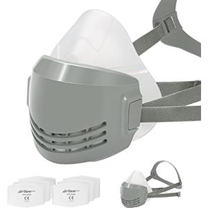 AirGearPro D-200 Maschera Antipolvere Riutilizzabile con Filtri per Verniciatura, Costruzione, Fai da te, Levigatura