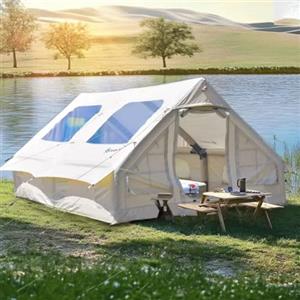 ShinHye Tenda gonfiabile da campeggio per 4 persone con pompa, grande tenda Oxford per esterni, con finestre a rete a doppio strato e doppie porte convettive (L: 400 x 300 x 200 cm)