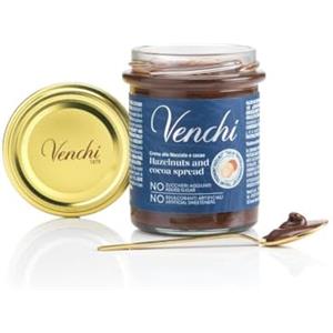 Venchi - Crema Spalmabile Cacao e Nocciola NO Zuccheri Aggiunti, 200 g - NO Edulcoranti Artificiali - Con Nocciola Piemonte IGP - Senza Glutine