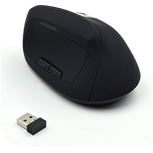 Ewent Mouse Verticale Wireless Ricaricabile Ergonomico - Sistema Ottico 800/1200/1800 DPI - 5 Tasti - Previene il Disturbo del Tunnel Carpale - Colore: Nero