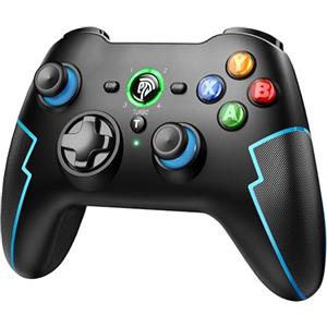 EasySMX Controller PC Wireless Bluetooth Gamepad con Trigger Hall e Doppia Vibrazione e Funzione Turbo, Compatibile con PC/PS3/Switch/Android TV/TV Box/Telefono Cellulare/Tablet/Laptop -Blu