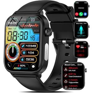 Marsyu 2024 Nuovo Smartwatch Uomo con ECG/Acido Urico/????li????????????????????/Pressione Arteriosa/Sonno/BMI/Temperatura Corporea/Cardiofrequenzimetro,1,96