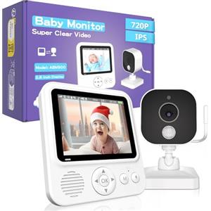 OBVHNUA Baby Monitor con Telecamera 2,8 Pollici 720P Babyphone Camera con 2000 mAh Batteria Zoom USB-C VOX Visione Notturna Comunicazione Bidirezionale Sensore di Temperatura 8 Ninne Nanne 5 Sveglie