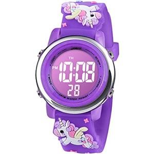 Vicloon Orologio Digitale per Bambini, Orologio da Polso per Ragazzi e Ragazze, Polso unicorno, Cartoni 3D Waterproof Retroilluminazione a 7 Colori, Regalo di Natale Regali per Ragazzi e Ragazze