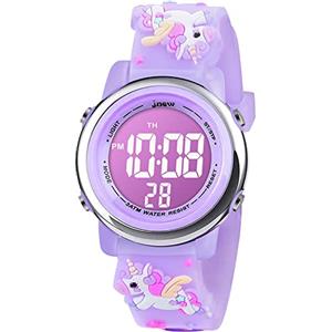 Vicloon Orologio da Polso Digitale per Bambini, Ragazzi, unicorno, Cartoni 3D Waterproof Retroilluminazione a 7 Colori, Visualizzazione Della Data e Dell'ora