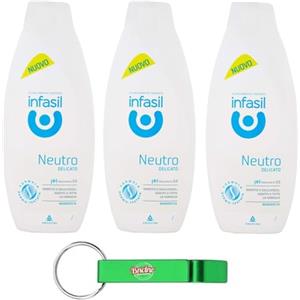 Beni Culinari 3x Infasil Bagnodoccia Neutro Delicato, Clinicamente Testato e Delicato sulla Pelle, Bagnoschiuma 500ml + Portachiavi Beni Culinari in Omaggio