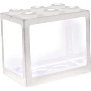 Generic Mini acquario decorativo impilabile acrilico piccolo acquario per casa ufficio tavolo da tè decorazione ciotole per pesce, bianco