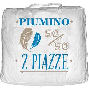 Tata Home Piumino Matrimoniale Invernale Piuma D'Oca Peso 320 gr/mq Piumone Letto 50% Piumino 50% Piuma Tessuto in 100% Cotone Misura 2 Piazze cm 250x200 Colore Bianco MOD. WinterOne