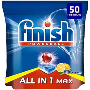 Finish Powerball All in 1 Max - Pastiglie per lavastoviglie tutto in 1, limone, formato 50 pezzi