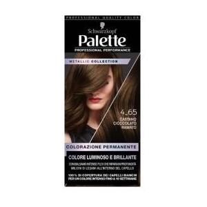 Schwarzkopf Palette Metallic Collection 4-65 Castano Cioccolato Ramato - Tinta permanente con effetto metallico e copertura totale dei capelli bianchi