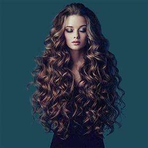 BSTCAR Parrucche Ricce Lunghe, Parrucca Sintetica Resistente Al Calore e Traspirante da Donna, Lunga e Riccia, Marrone Nero, per la Festa Quotidiana (marrone)