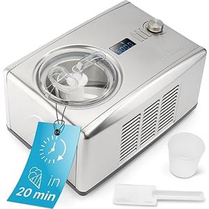 Profi Cook PC-ICM 1091 N - Macchina per gelato e yogurt 2 in 1, per fino a 1500 ml di gelato o yogurt, raffreddamento professionale a compressore, display LCD, alloggiamento in acciaio INOX