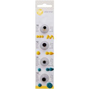 Wilton Beccucci in Acciaio Inox Set Large #10, #12, #21, #32, Beccucci Sac a Poche, Piping Tip Riutilizzabile per Decorare Torte, Cupcake, Biscotti, Pasticcini - Set/4