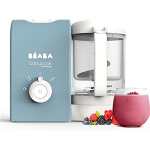 Béaba BEABA, Babycook Express, Baby Robot 4 in 1, Cuocipappa per bambini, Cottura Express 15min, Mixaggio su misura, Cottura Vapore Dolce, Scongelamento, Consistenza Omogenea, Capacità 1 250 ml, Azzurro