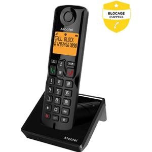 ALCATEL S280 - Telefono Fisso Cordless DECT - Design Compatto - Grande Display Retroilluminato - Vivavoce - Funzione Blocco Chiamate - Rubrica da 50 Contatti - Nero