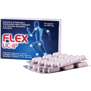OH INTERNATIONAL FLEX UC-II - Integratore alimentare con Collagene Nativo di tipo II, Boswellia e Vitamine C, B1, B6, D3 - 30 capsule da 500 mg