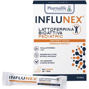 Pharmalife Influnex Lattoferrina Bioattiva Pediatric - Integratore Alimentare Gluten Free in 15 Stick