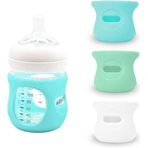 GADITIEK Confezione da 3 custodie in silicone per biberon Avent Natural, in vetro, per bottiglie di protezione per bambini, infrangibili, compatibili con i biberon Philips Avent Natural, in vetro da 120 ml