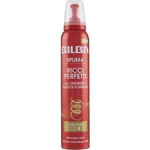 Bilba Spuma per Capelli Ricci Perfetti con Ceramidi e Goccia d'Argan - 200 ml, Tenuta Extra Forte e Azione Anti-Crespo 24h