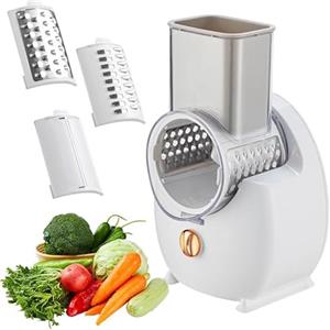 Bouncy Grattugia elettrica per formaggio, per insalata elettrica, multi grattugia, taglia frutta, affettatrice automatica professionale con lame multi cono per frutta e verdura, in acciaio inossidabile,