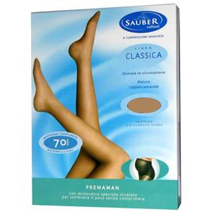 Sauber Collant Premaman 70 Denari in Maglia Microrete Neutro Beige Taglia 3 - Comfort e Prevenzione Varici