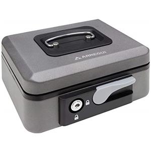 ARREGUI Popup C9726 Cassetta di sicurezza con chiave e pulsante per contare e trasportare denaro | Cassetta Portavalori in acciaio con vassoio Portamonete | Cassaforte portatile larghezza 20cm |Grigio
