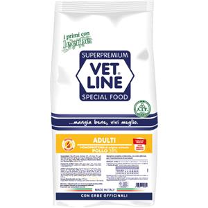 Vet Line Adulto Monoproteico Pollo 12,5 kg - Alimento Completo con Erbe Officinali per Cani Adulti