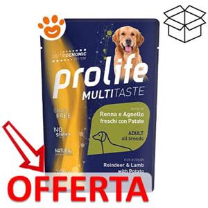 Prolife Alimento Umido per Cani Adulto con Renna e Agnello - 300g Senza Conservanti