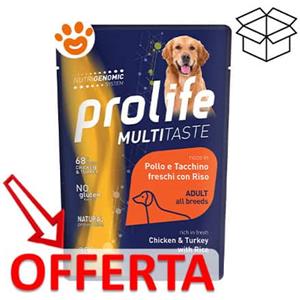 Prolife Alimento Umido per Cani Adulto con Pollo, Tacchino e Riso - 300g