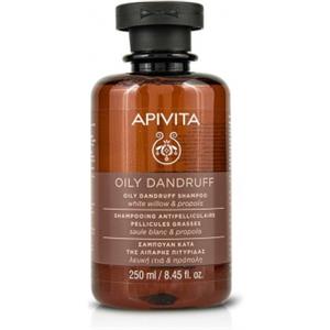 Apivita Shampoo Forfora Grassa 250ml - Con Salice Bianco e Propoli, Combatte la Forfora e Regola il Sebo