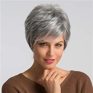 HAIRCUBE Parrucche per capelli umani per donne Abbastanza corte parrucche grigie per donne bianche